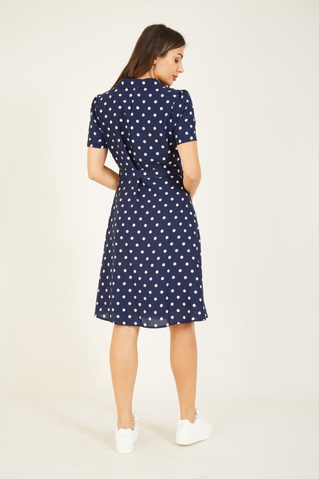 Yumi Navy Retro Shirt Dress