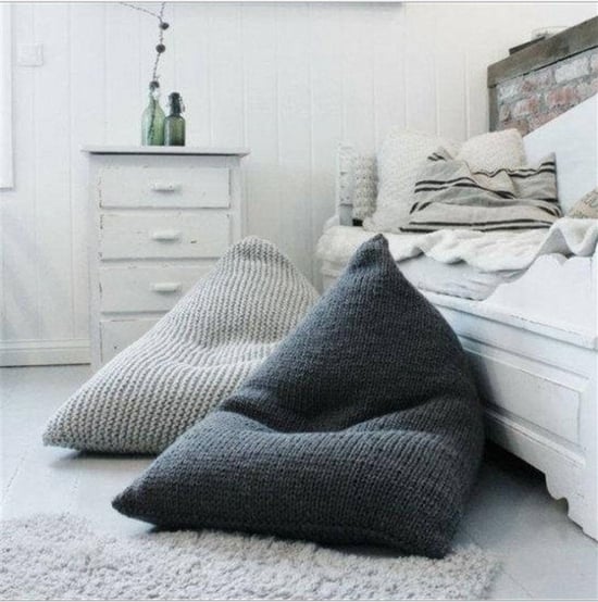 Mercury " Clouds scud across the sky " collection - Knitted cotton pouf