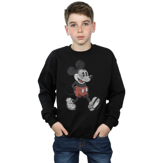 Disney Boys Walking Mickey Mouse Cotton Sweatshirt (Black)