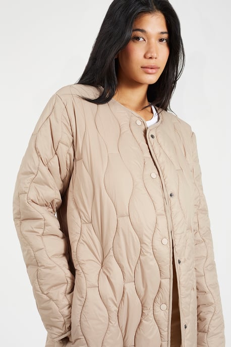 Stone Longline Quilted Jacket