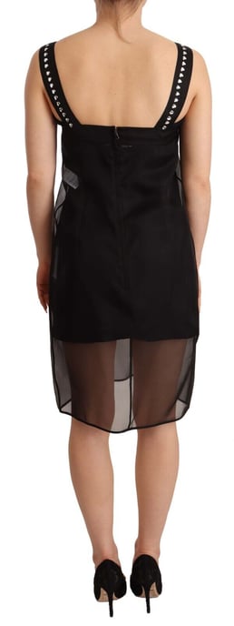 Dolce & Gabbana Dames Zwarte Zijden Stretch Kristallen Sheath Mini-jurk - Image 3