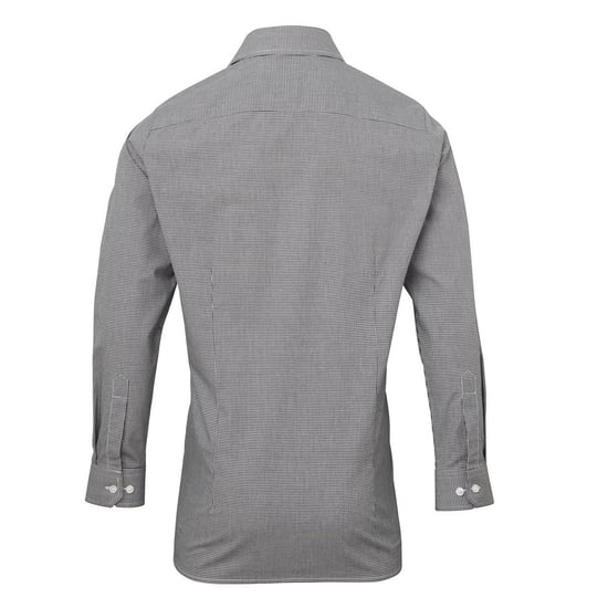 Premier Mens Gingham Long-Sleeved Shirt (Black/White) - Image 2