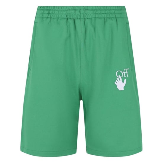 Off-White Hands Off Logo Skate Fit Green Track Sweat Shorts - Image 1