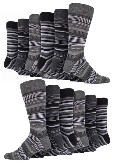 12 par flerpack herrstrumpor i bomull med färgglada ränder | Sock Snob | Mönstrade strumpor för affärs- och fritidskläder - Buenos Aires - Image 1