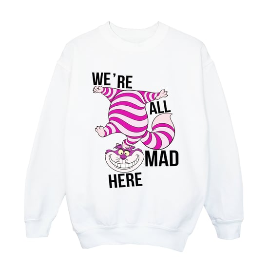 Disney Girls Alice In Wonderland All Mad Here Sweatshirt (White)
