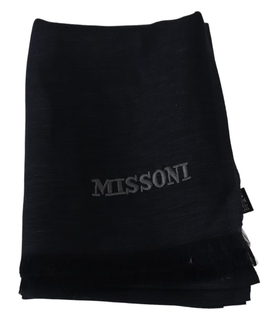 Missoni Mannen Zwart Wollen Gebreide Unisex Nek Wikkel Sjaal Finge - Image 4