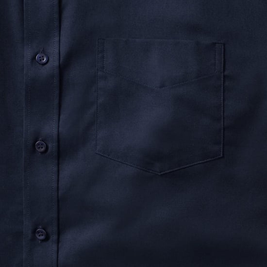 Russell Collection Mens Long Sleeve Easy Care Oxford Shirt (Bright Navy)