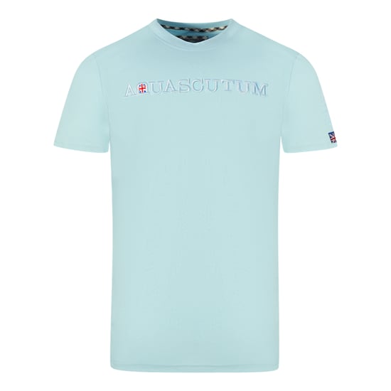 Aquascutum Brand Embossed Logo Sky Blue T-Shirt