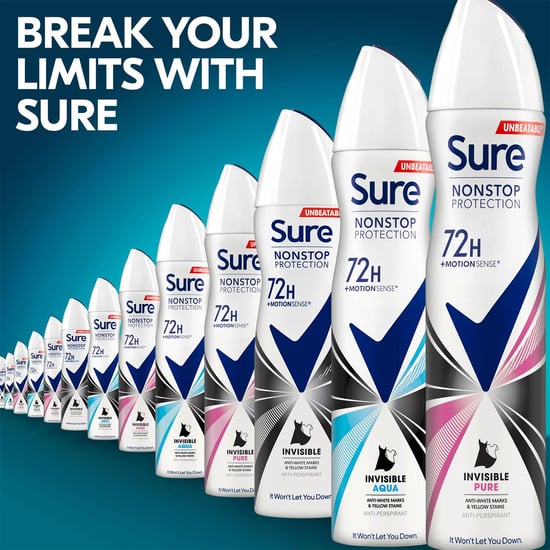 Sure Women Anti-Perspirant 72H Nonstop Protection Deo Invisible Pure 150ml, 6pk