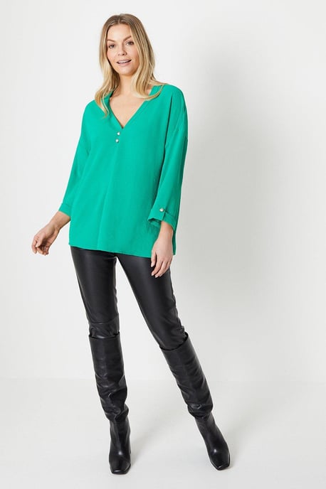 Tall Pearl Button Longline Shirt - Image 2