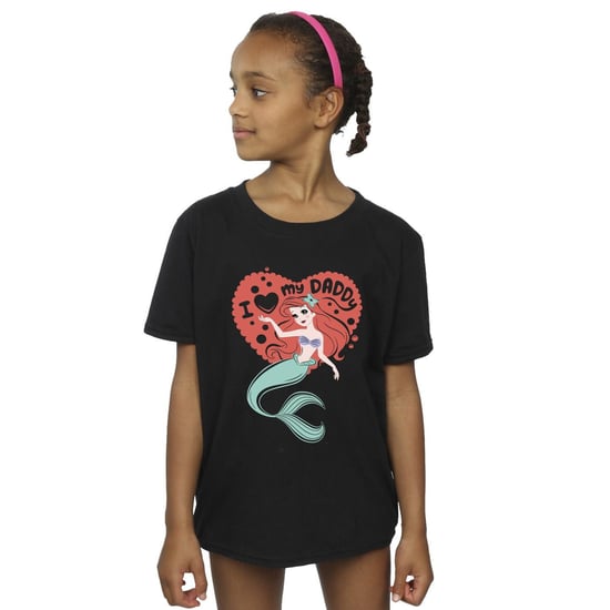 Disney Girls The Little Mermaid Love Daddy Cotton T-Shirt (Black)