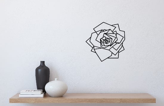 HOMEMANIA Geometric Rose Flower Wall Decoration, in Black