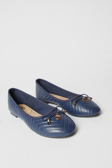 Phoenix Quilted Detail Comfort Bow Ballet Pumps