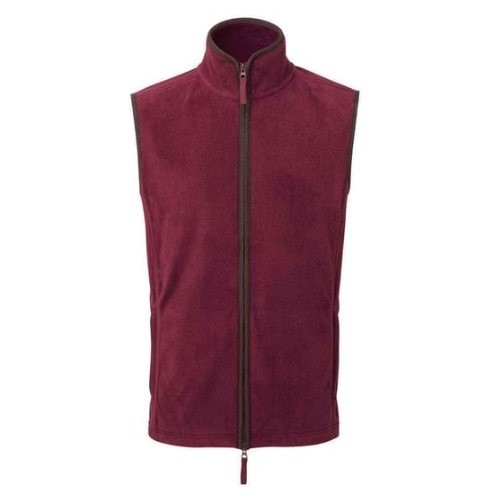 Premier Mens Artisan Fleece Gilet (Burgundy/Brown) - Image 1