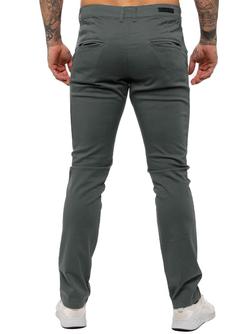 Enzo | Heren Slim Fit Stretch Chino Jeans - Grijs - Image 4