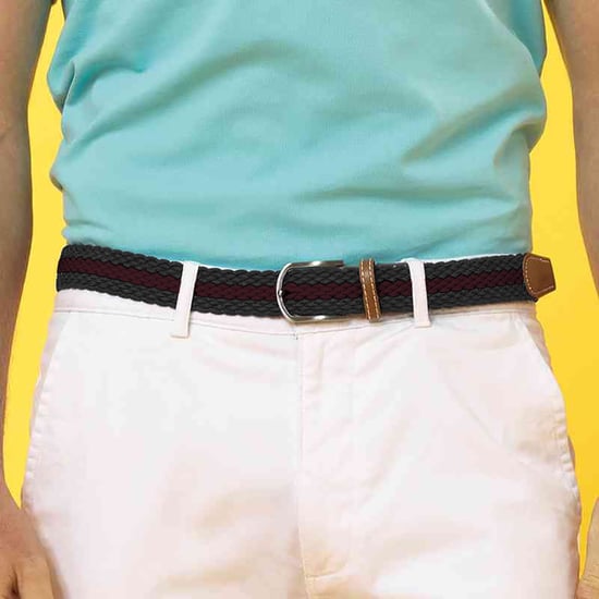 Asquith & Fox Mens Two Colour Stripe Braid Stretch Belt (Black/Burgundy)