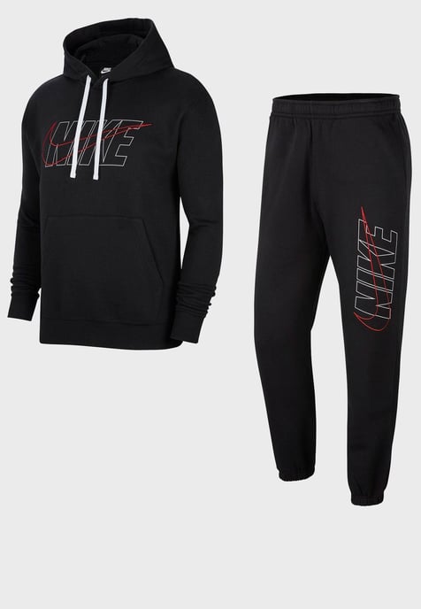 Nike Mens Club Tracksuit Set In Black - Image 3