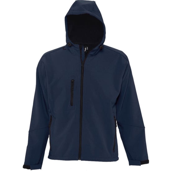 SOLS Mens Replay Hooded Soft Shell Jacket (Breathable, Windproof And Water Resistant) (French Navy) - Image 1