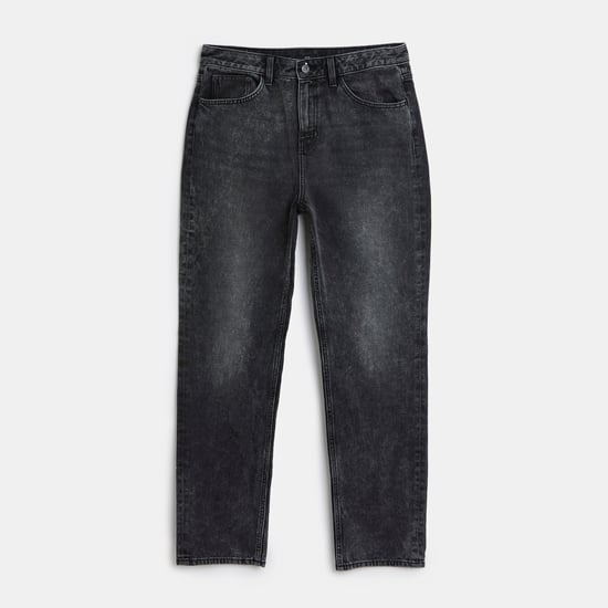 River Island Womens Straight Jeans Black High Waisted