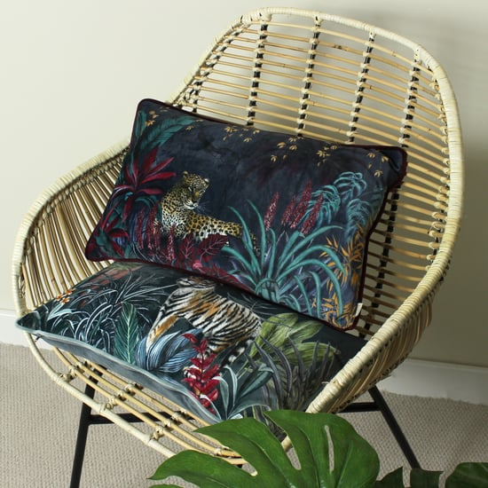 Evans Lichfield Zinara Leopard Tropical Floral Rectangular Feather Filled Cushion