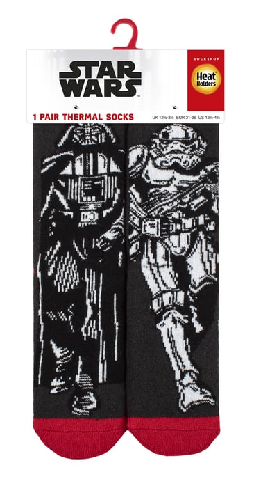 Kids Star Wars Socks | Heat Holders Lite | Winter Novelty Socks for Boys - Darth & Stormtrooper - Image 2