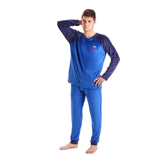 Men's long-sleeved round-neck velvet pajamas MU3