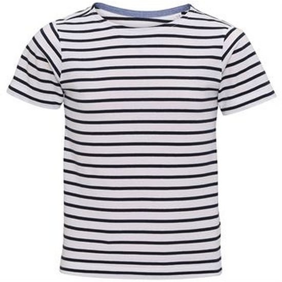 Asquith & Fox Childrens/Kids Mariniere Coastal Short Sleeve T-Shirt (Pack of 2) (White/Navy) - Image 1