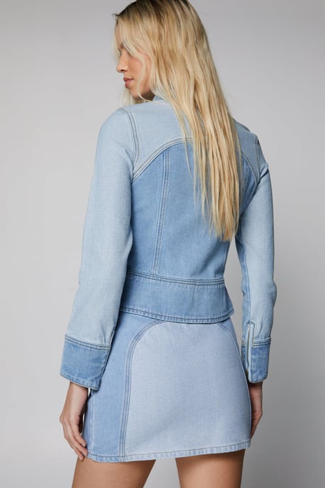 Denim Panelled Mini Skirt