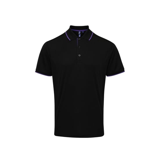 Premier Mens Contrast Coolchecker Polo Shirt (Black/Purple)