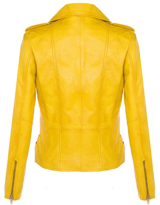 Ladies leather Brando biker jacket-Loddon