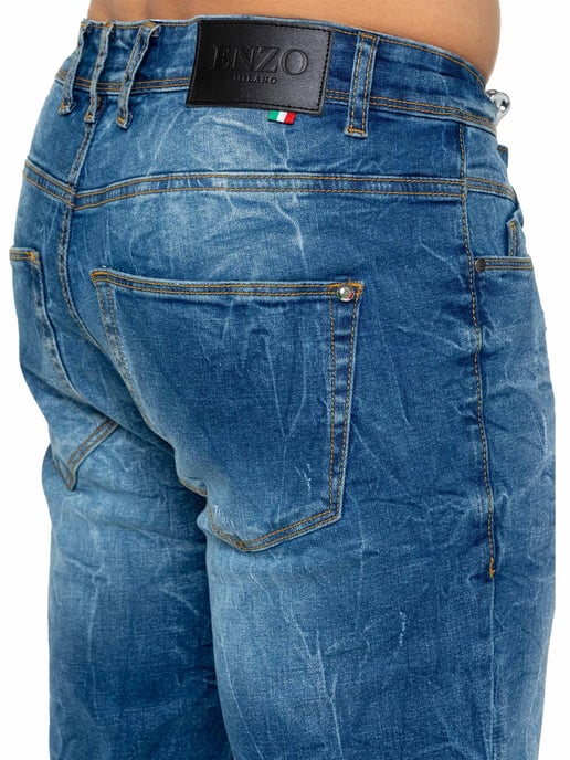 Enzo | Heren Gescheurde Denim Jeans - Image 4