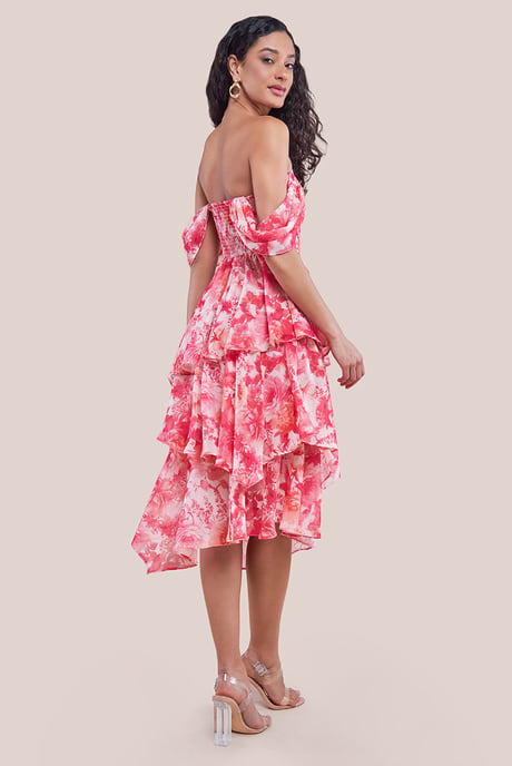 Bardot Asymmetric Handkerchief Tier Midaxi