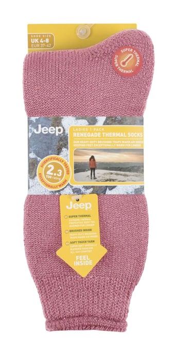Ladies Thermal Sock | Jeep | Breathable Luxury Cushioned Winter Boot Socks for Women - Rose - Image 2