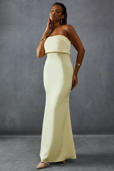 Premium Satin Bandeau Overlay Bridesmaid Dress