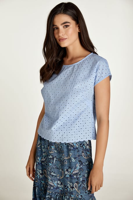 Himelsblå ärmlös broderad topp - Image 6