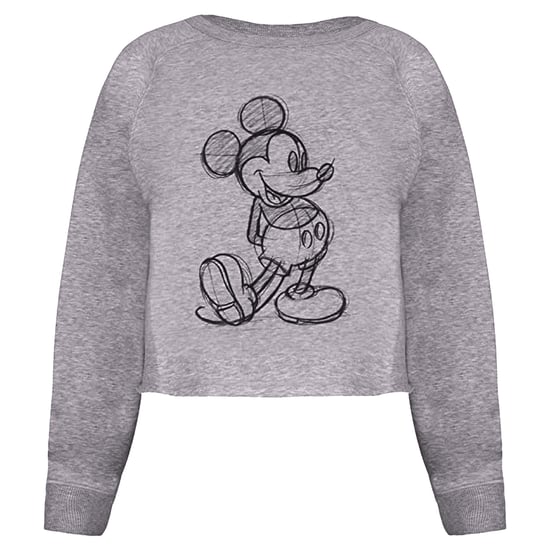 Disney Womens/Ladies Mickey Mouse Sketch Crop Sweatshirt (Sports Grey)