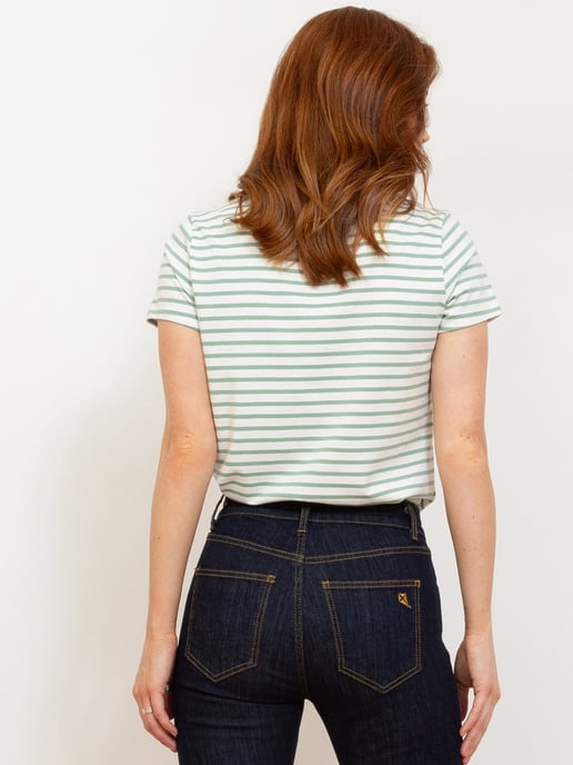 Kite Clothing Tarrant Jersey Top Sage Stripe