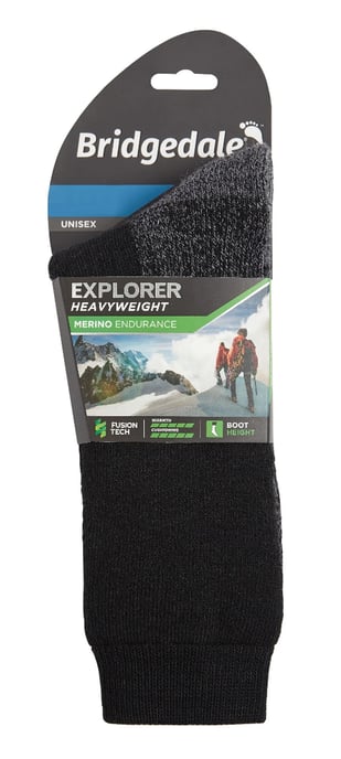 Bridgedale - Mens Outdoor Merino Wool Knee High Socks - Black - Image 2