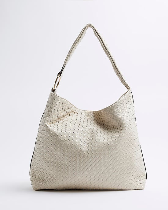 River Island Womens Tote Bag Beige Woven Slouch