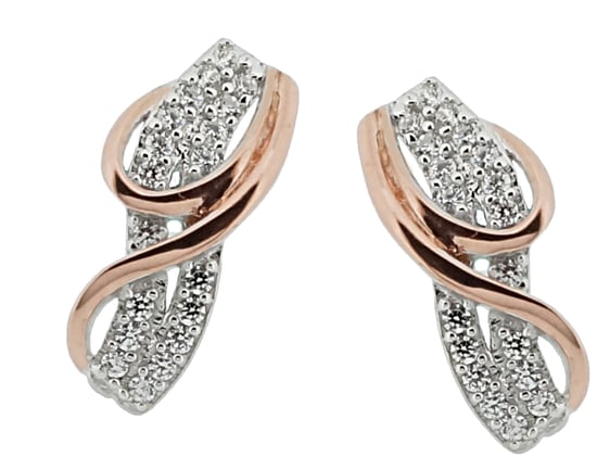 Orphelia 'Elsia' Women's 925 Sterling Silver Stud Earrings - Silver/Rose ZO-7027 - Image 3