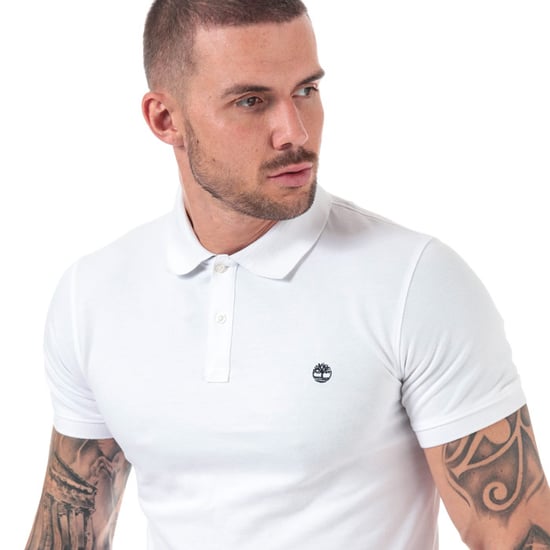 Men's Timberland Millers River Jacquard Polo Shirt in White - Image 4