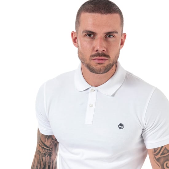 Men's Timberland Millers River Jacquard Polo Shirt in White - Image 6