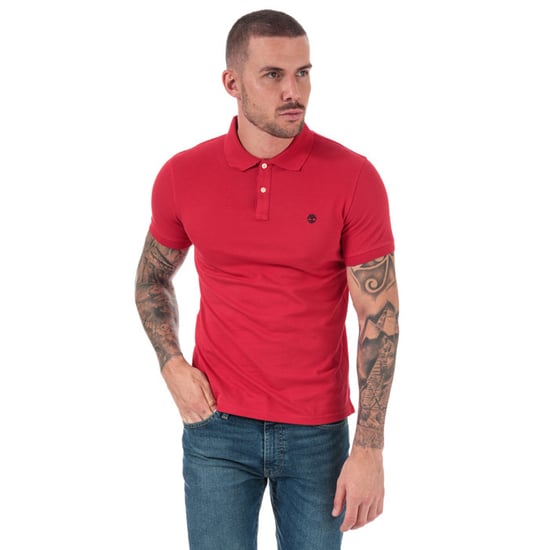 Men's Timberland Millers River Jacquard Polo Shirt in Red - Image 1