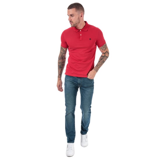 Men's Timberland Millers River Jacquard Polo Shirt in Red - Image 3