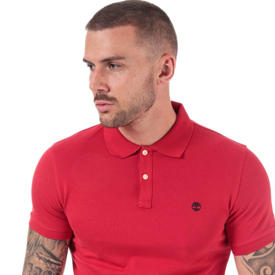 Men's Timberland Millers River Jacquard Polo Shirt in Red - Image 4