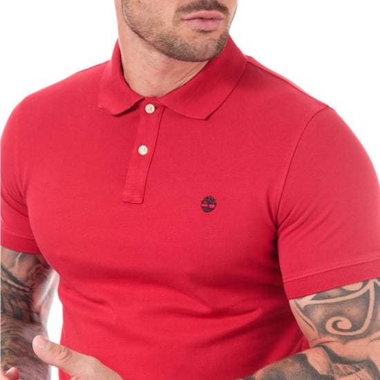 Men's Timberland Millers River Jacquard Polo Shirt in Red - Image 6