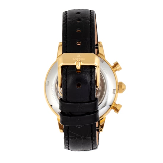 Empress Beatrice Automatic Skeleton Dial Leather-Band Watch w/Day/Date