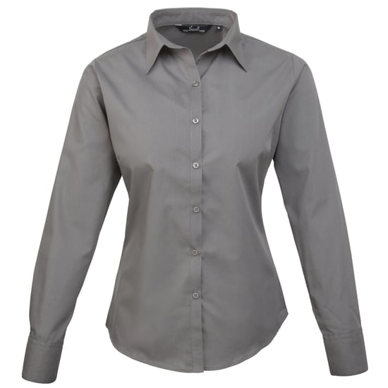 Premier Dames/Dames Popeline Blouse met Lange Mouwen (Donkergrijs) - Image 1