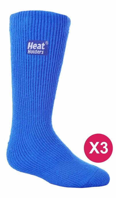 Värmesockor för barn för vintern | 3 par Mutlipack | Värmehållare | Knästrumpor | Welly Boot | Walking - Royal Blue - Image 1