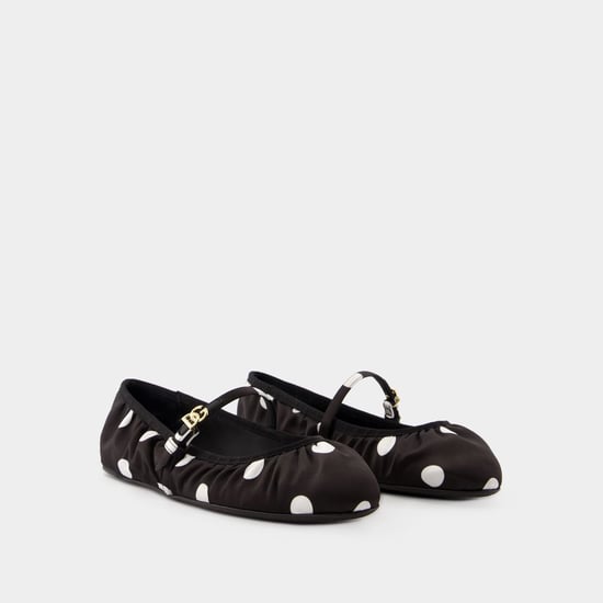 Ballerinor - Dolce&Gabbana - Bomull - Svart/Vit - Image 1